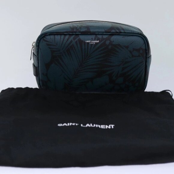 SAINT LAURENT Pouch PVC Green Auth ac3173 - Picture 1 of 16